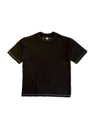 Fear of None Premium oversized tee in black with contrast stitching, front flat lay
