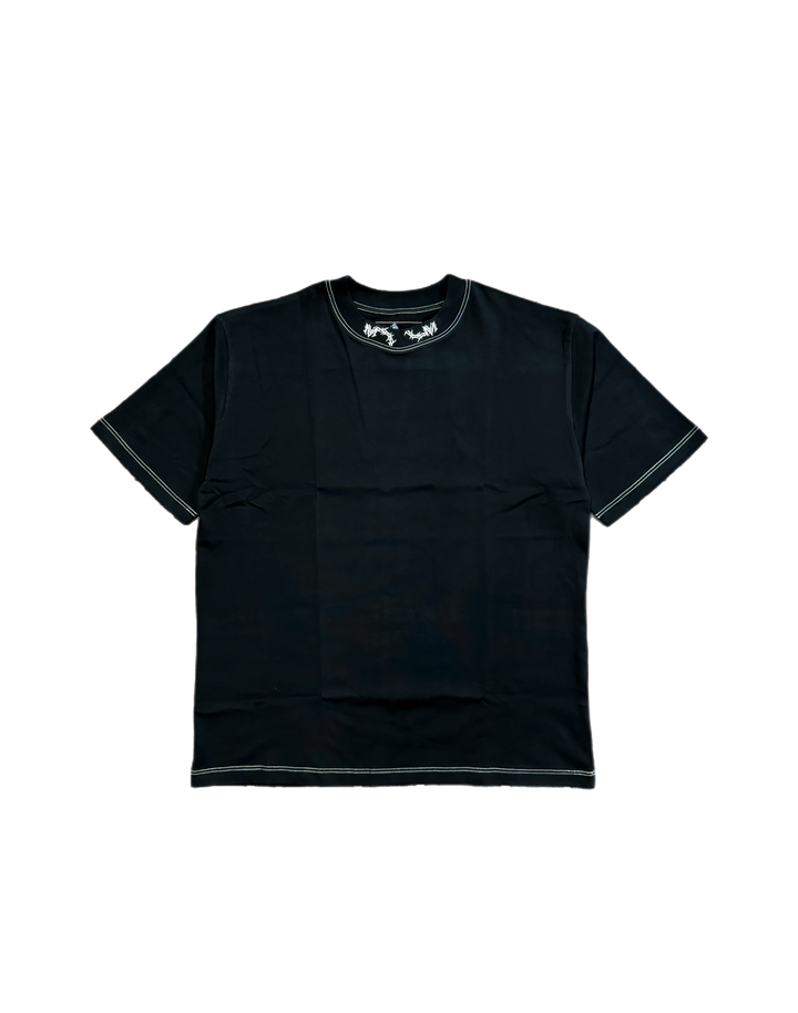 Black t-shirt on a white background