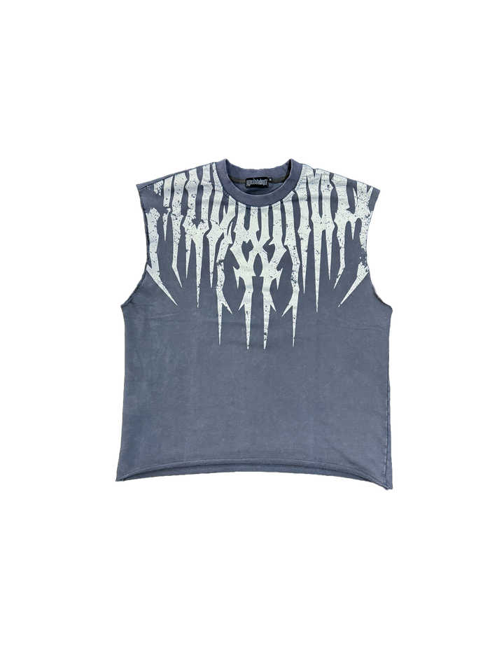 Jackpot! Raw Hem Muscle Shirt Storm Wash