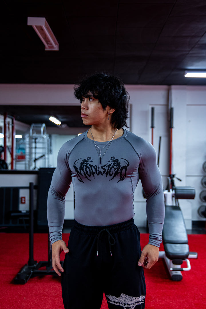 "Deadly" Compression Long Sleeve T-Shirt Steel Gray