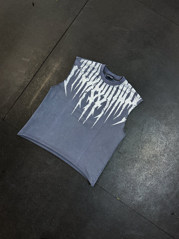 Jackpot! Raw Hem Muscle Shirt Storm Wash