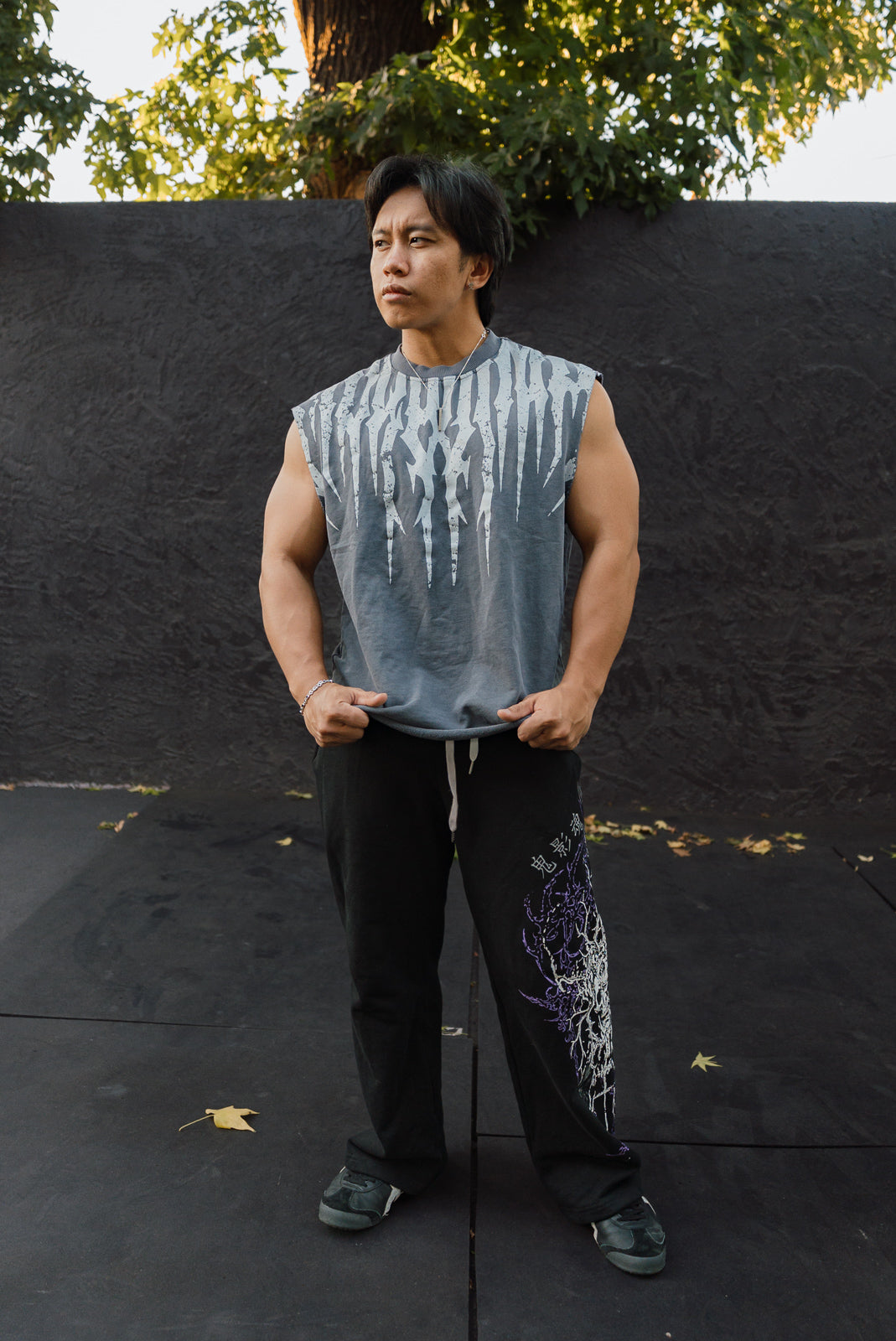 Jackpot! Raw Hem Muscle Shirt Storm Wash