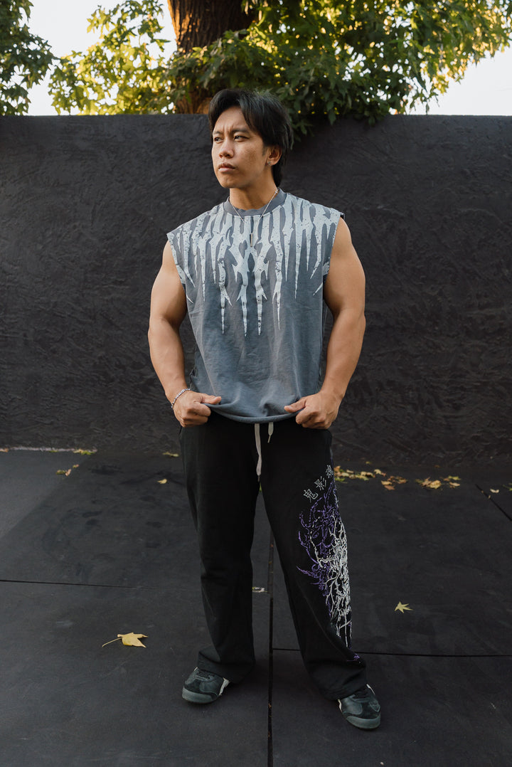 Jackpot! Raw Hem Muscle Shirt Storm Wash