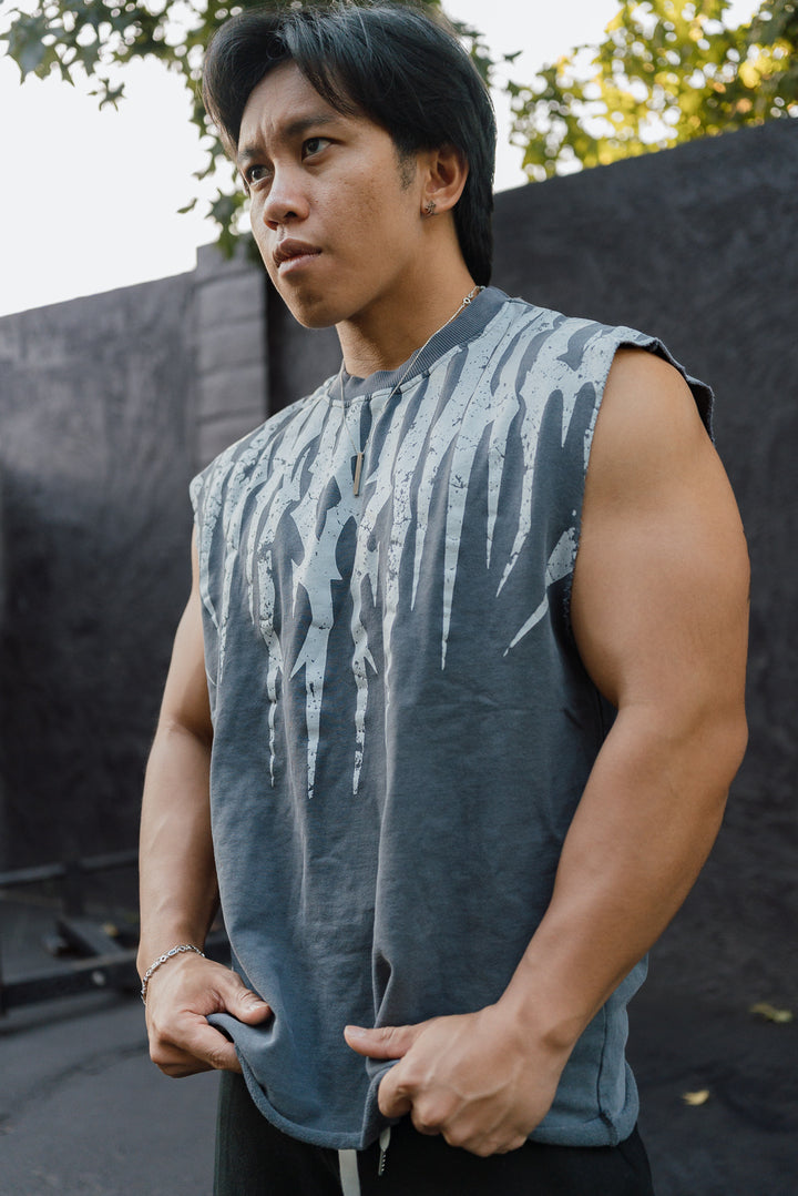 Jackpot! Raw Hem Muscle Shirt Storm Wash