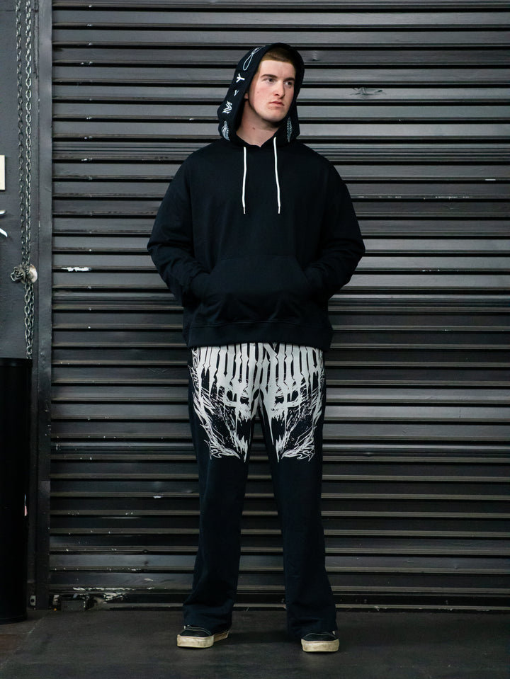 Into Battle Stringed Hoodie Black