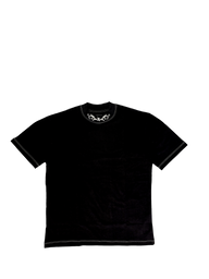 Strength Within Premium oversized tee in black with contrast stitching, front flat lay