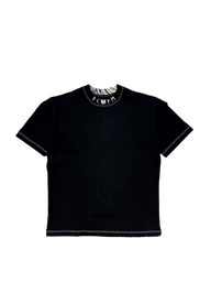 Fenrir Premium oversized tee in black with rune collar print, front flat lay