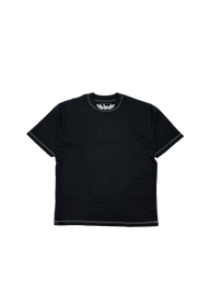 Ragnarok Premium oversized tee in black with contrast stitching, front flat lay