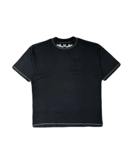 Ashes to Ashes Premium oversized tee in black with contrast stitching, front flat lay
