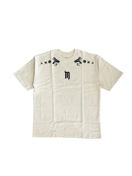 Kenshin Premium oversized tee in pastel cream, front flat lay with shoulder and chest prints