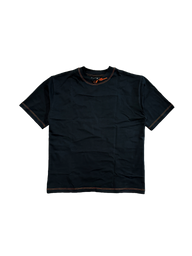 Ablaze Premium oversized tee in black with contrast stitching, front flat lay